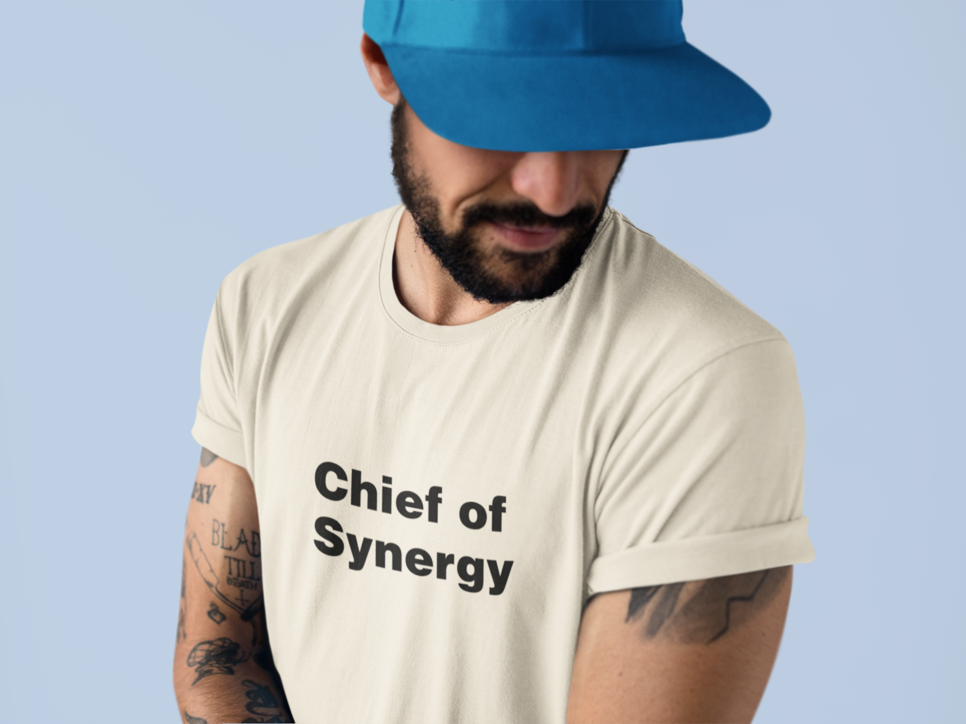 White t-shirt with 'Chief Of Synergy text on a white background LinkedIn T-Shirt