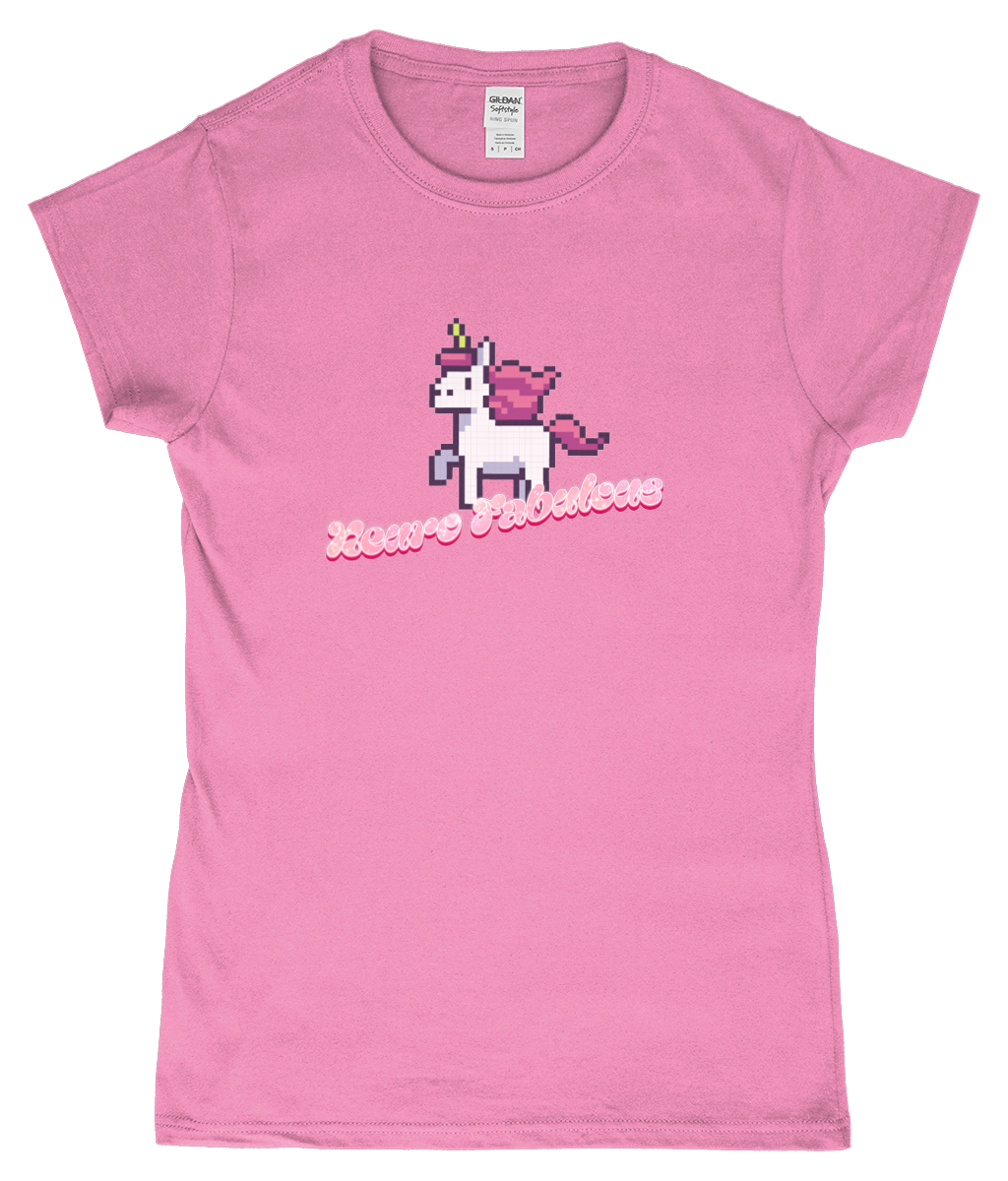 Neurofabulous Fitted T-Shirt 100% Ringspun Pink Cotton Funny Unicorns