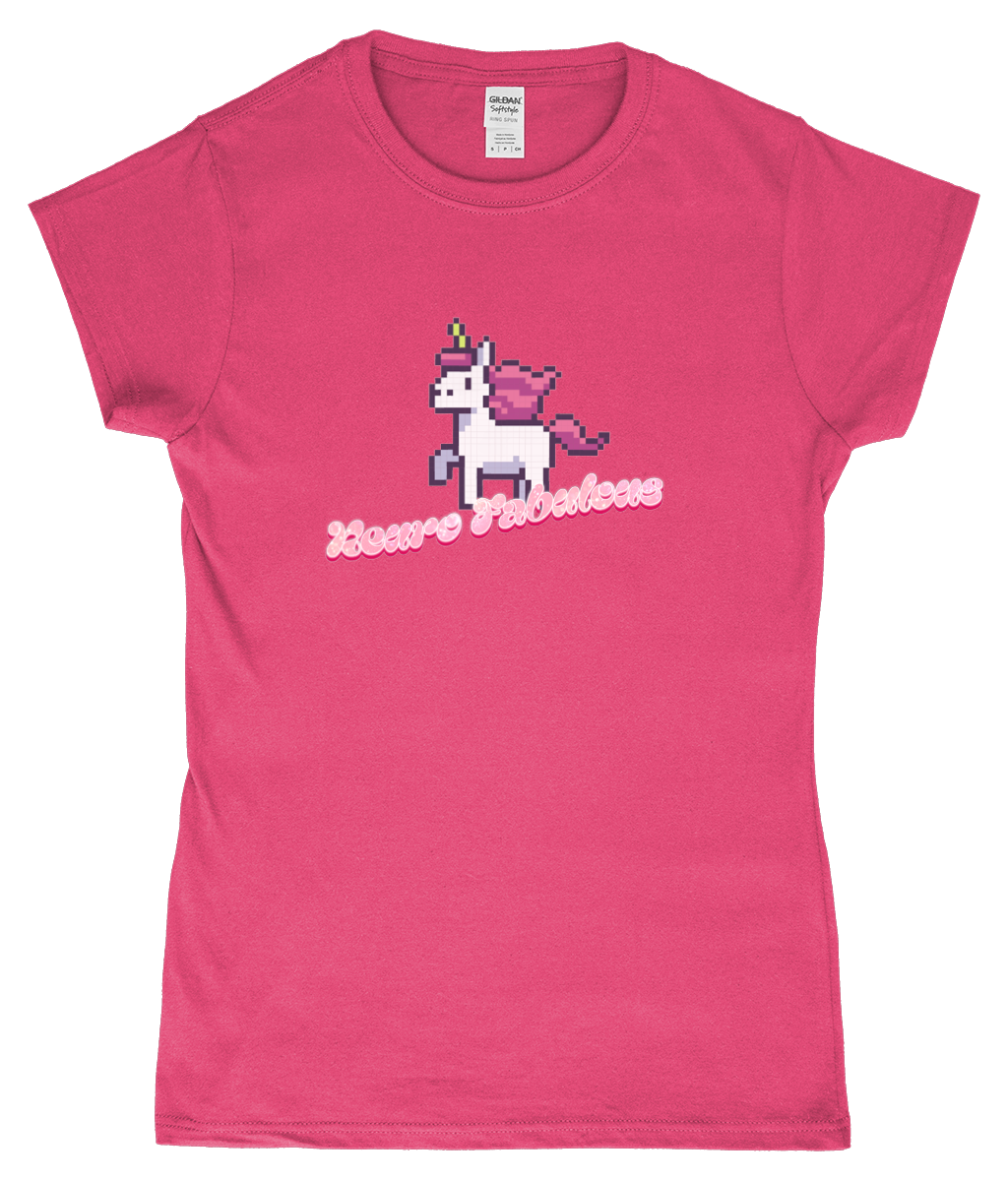 Neurofabulous Fitted T-Shirt 100% Ringspun Pink Cotton Funny Unicorns