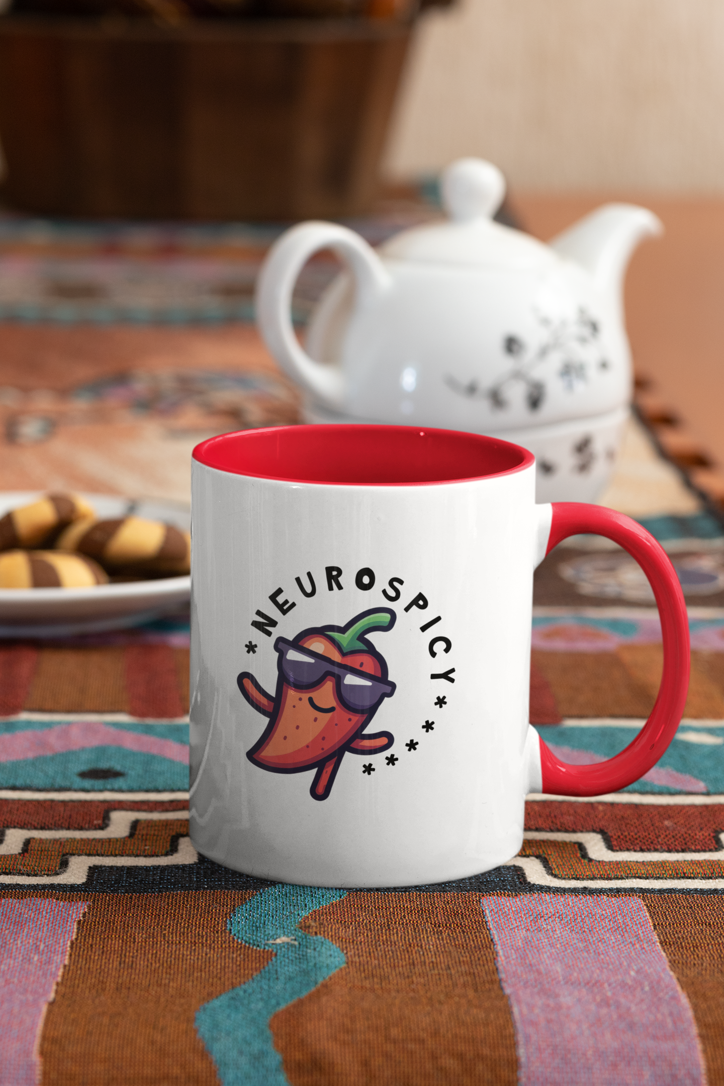 Neurospicy Coffee Mug On a table 