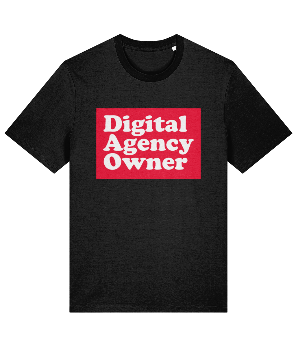 Organic Cotton Funny Meeting T-Shirt – “Digital Agency Owner” Slogan Tee Black