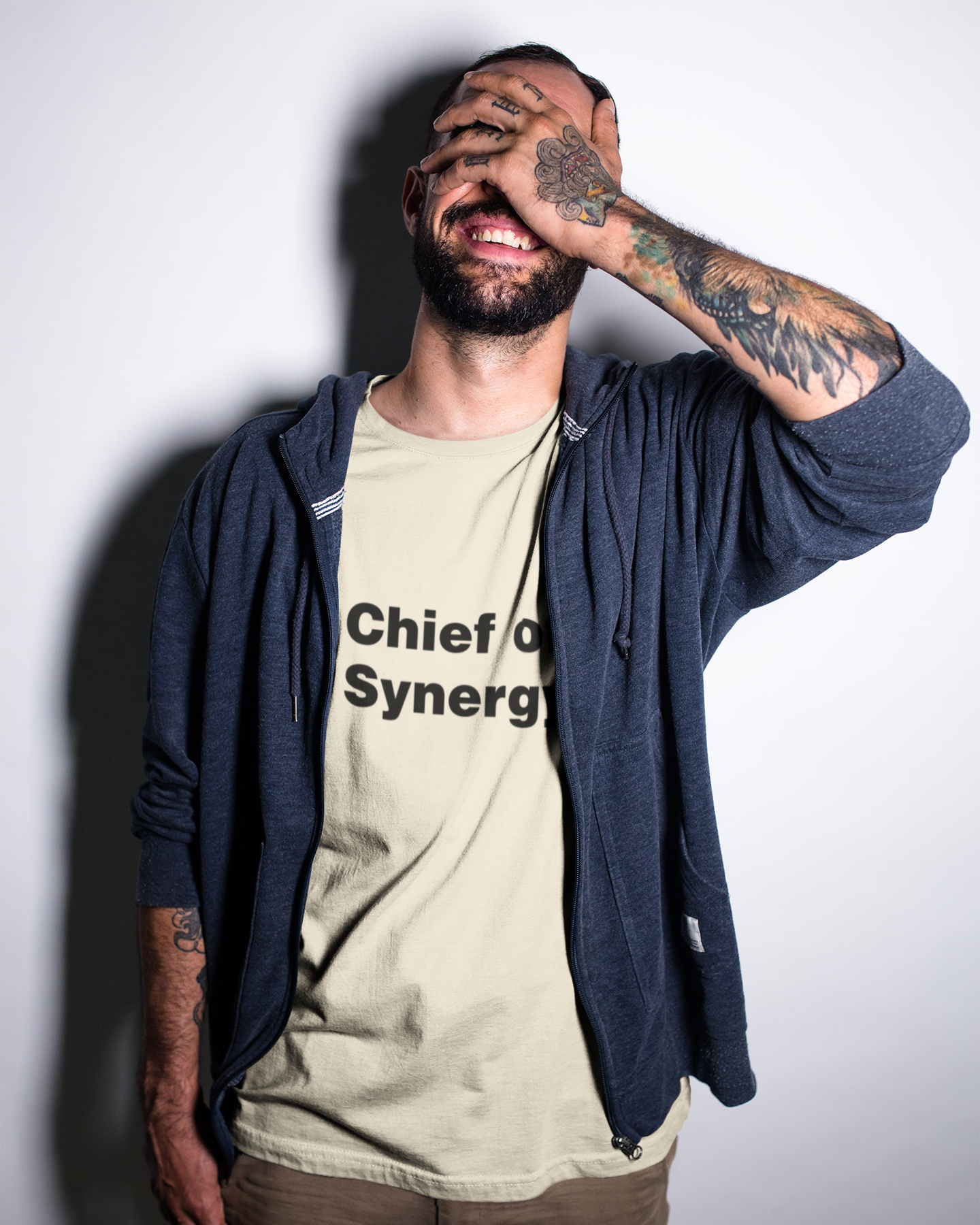 White t-shirt with 'Chief Of Synergy' text on a white background LinkedIn T-Shirt