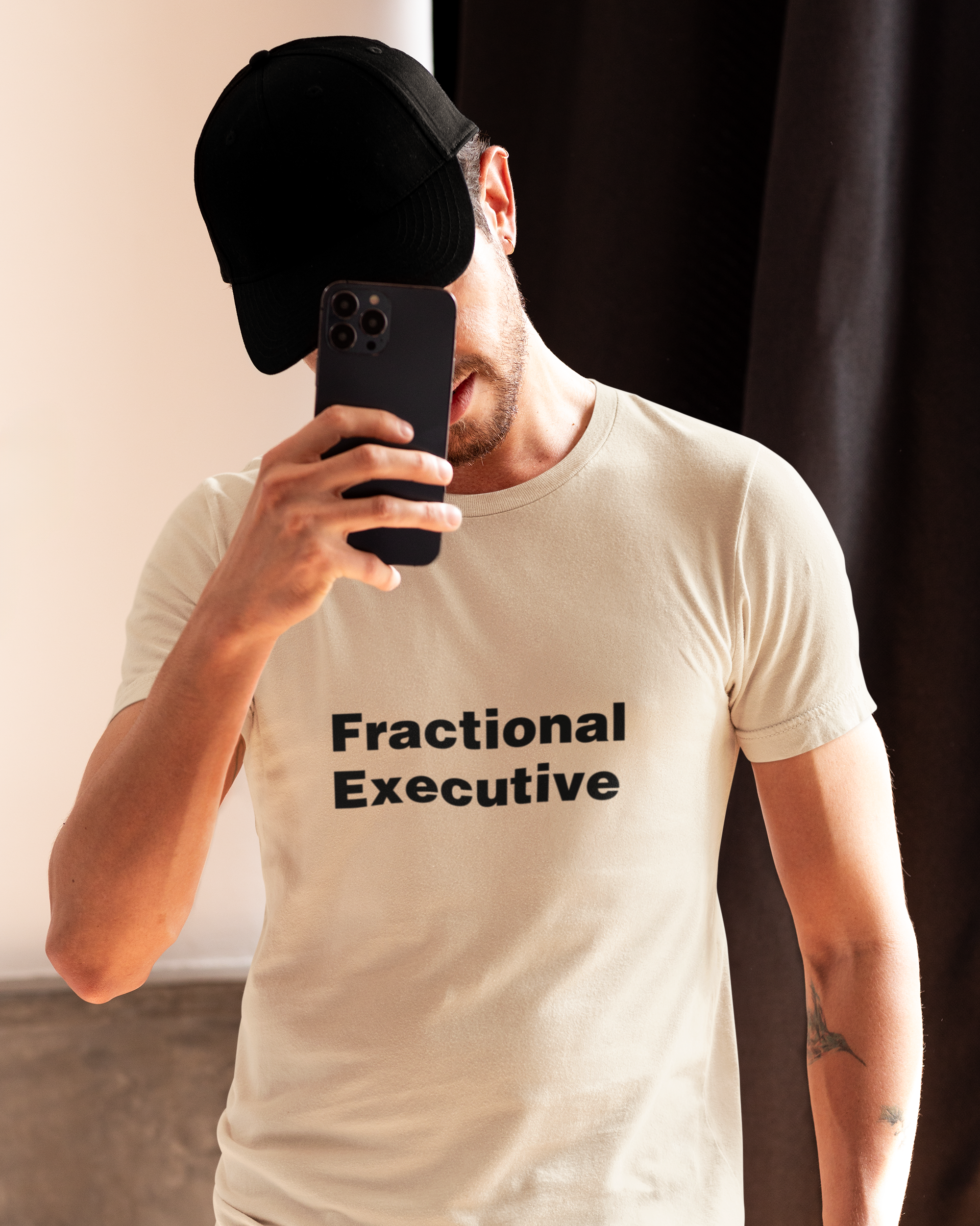 White t-shirt with 'Fractional Executive' text on a white background Linkedin T-shirts