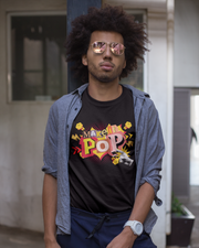 Tshirt with colorful 'Make it Pop' design on a white background