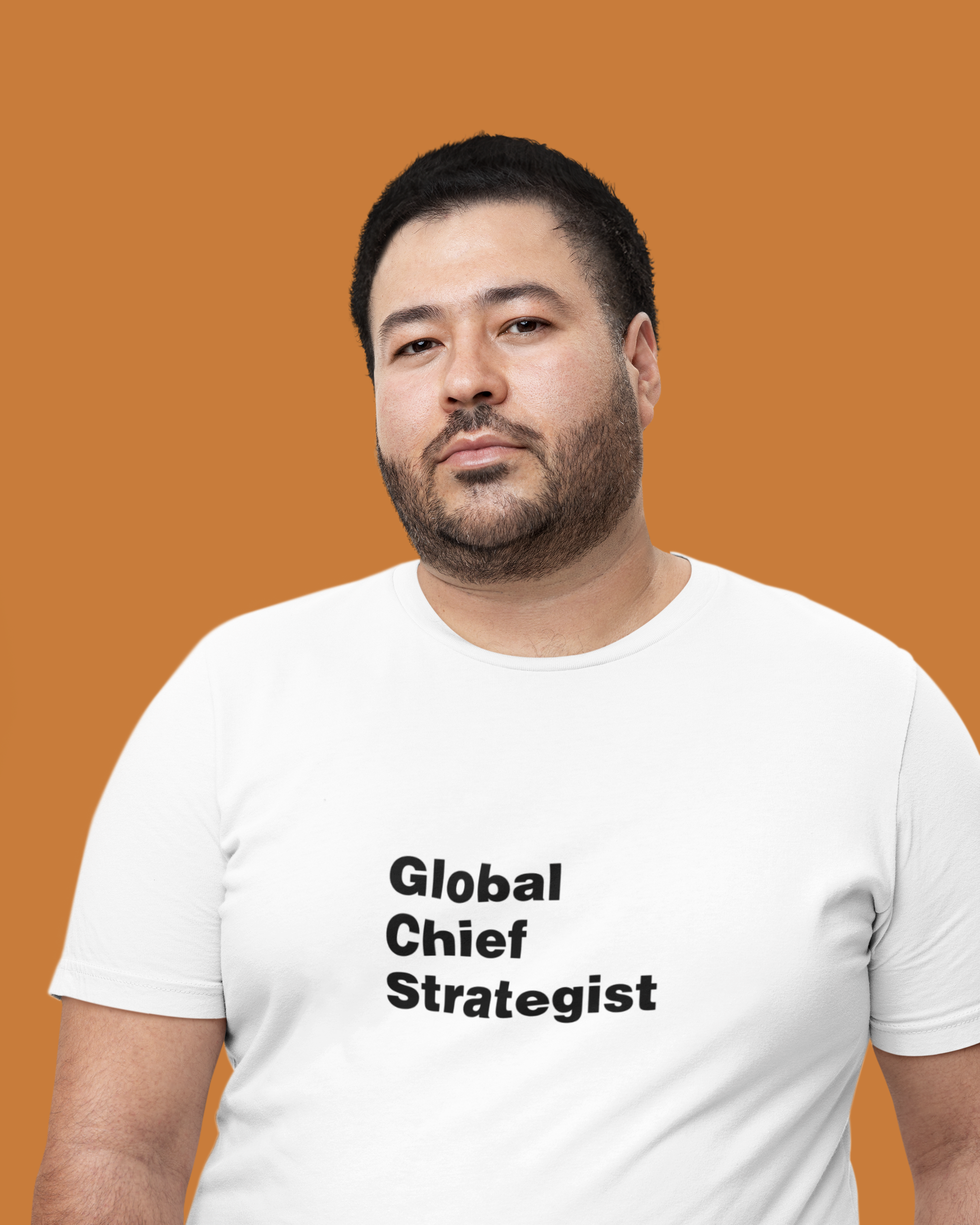 White T-shirt with 'Global Chief Stategist text on a white background LinkedIn T-Shirt