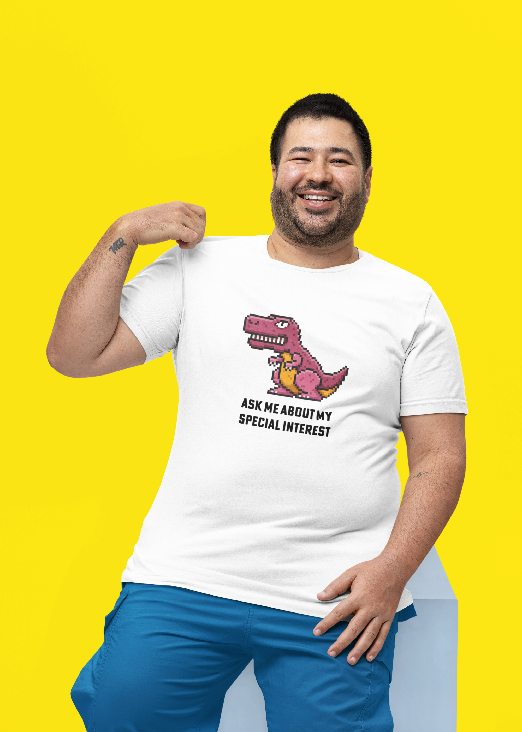 Ask Me About My Special Interest Dino Tee 100% Ethical Organic Cotton