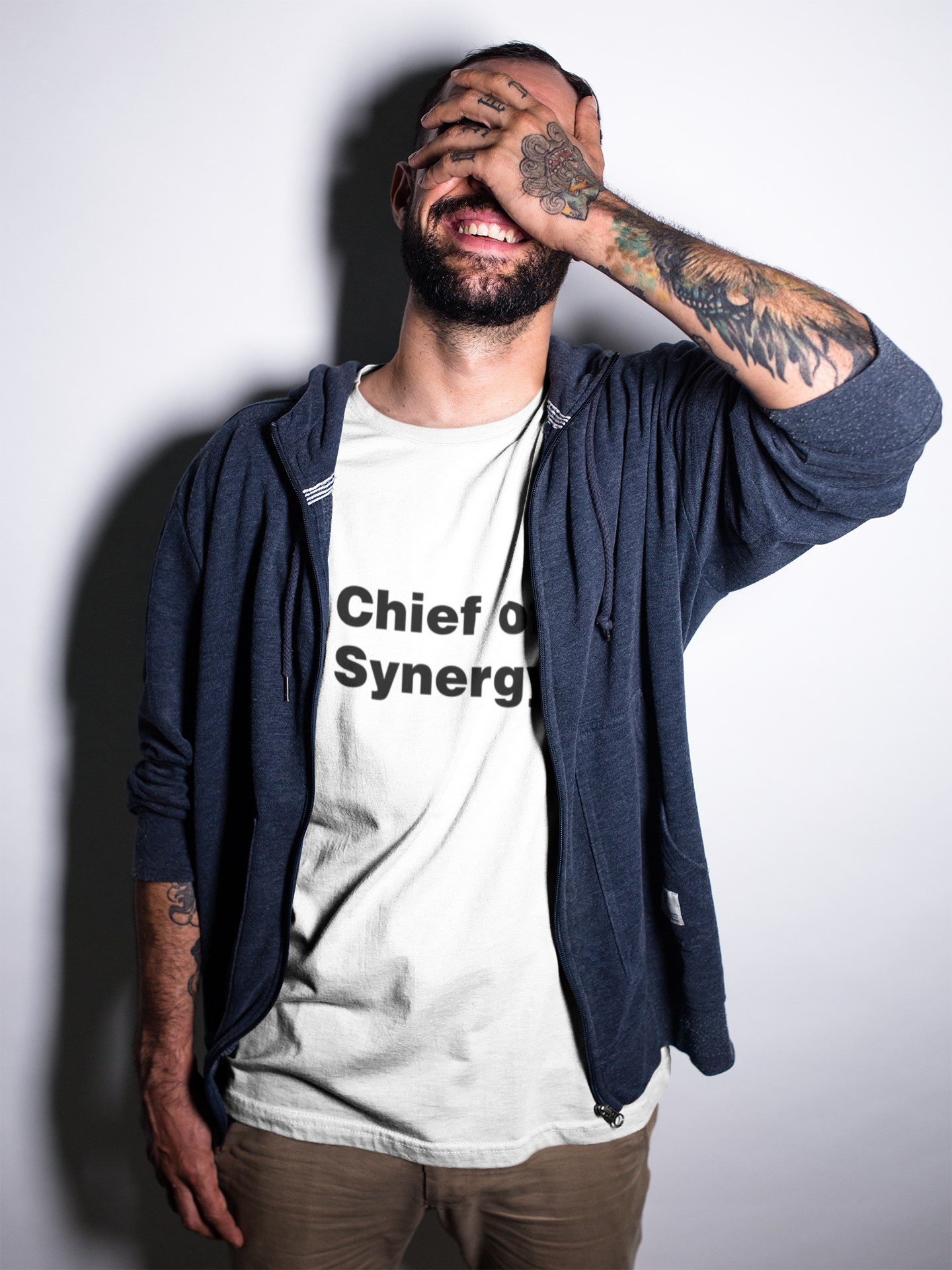 White t-shirt with 'Chief Of Synergy text on a white background LinkedIn T-Shirt