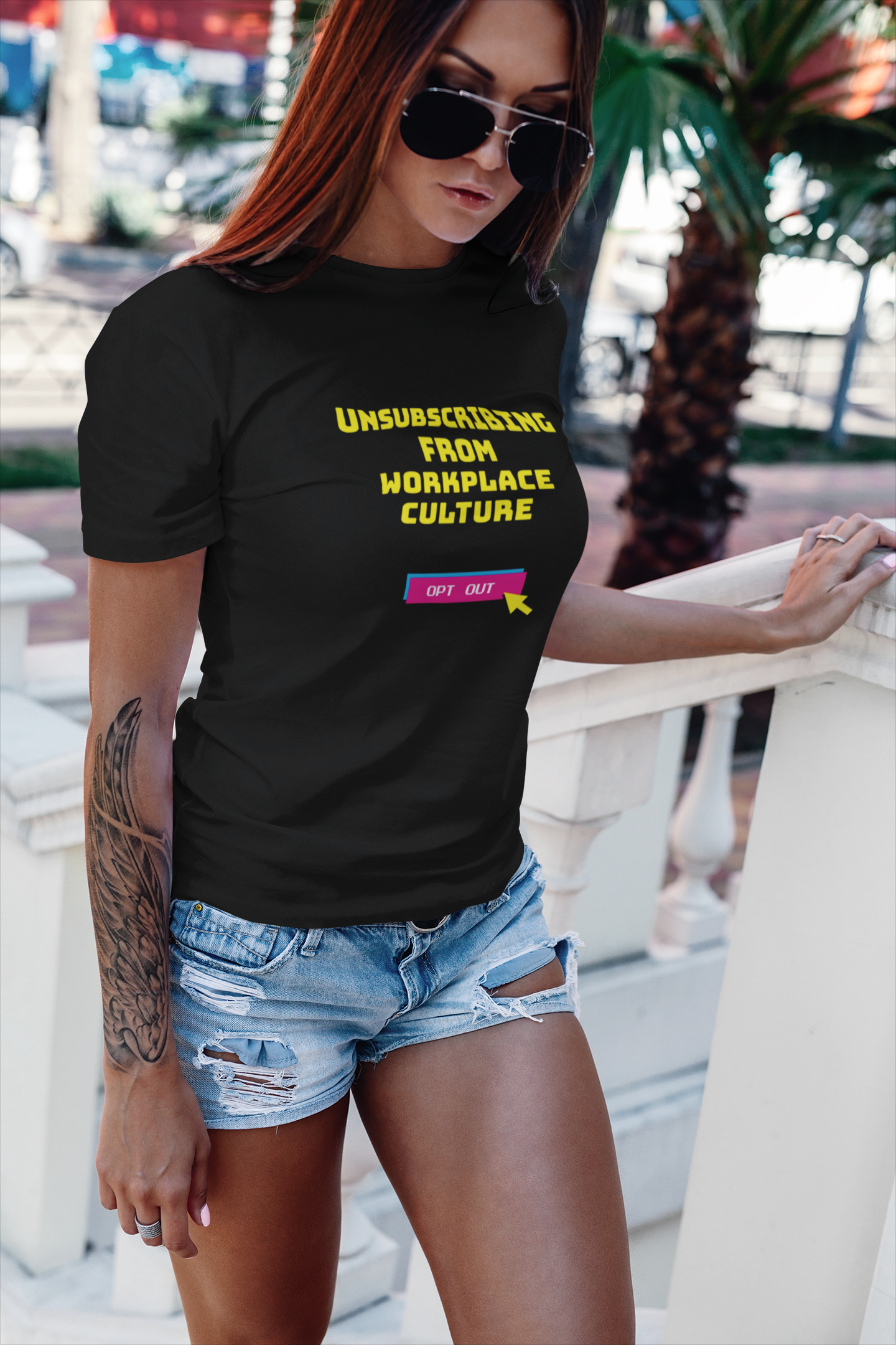 Unsubscribing from workplace culture t-hirt woman ethical graphic tee